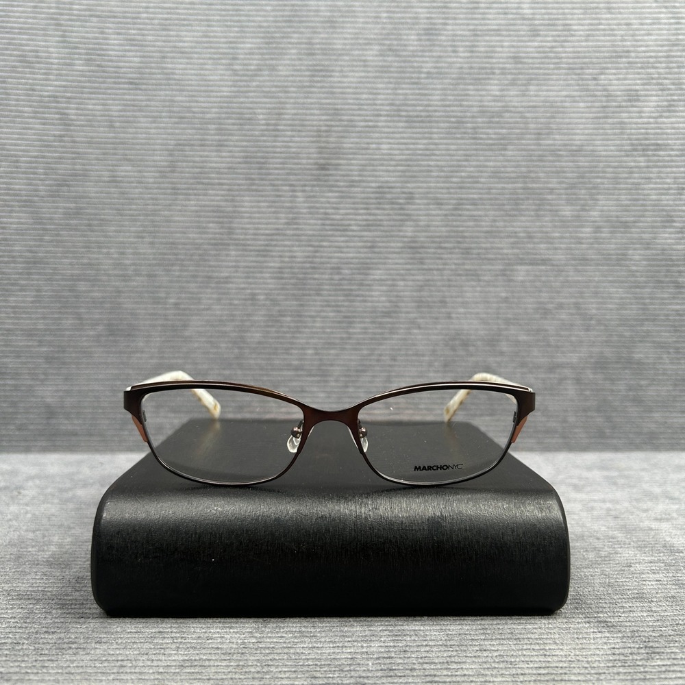 Marchon NYC Uptown M-NEUE 250 Brown Cat Eye Y2k Eyeglasses Frames 53-16-135